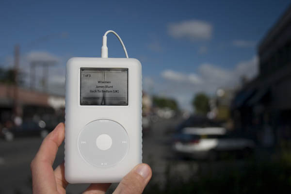 An iPod in down town